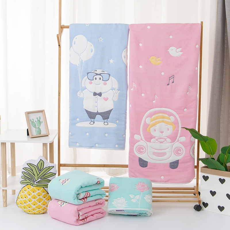 Multilayer gauze 10 thickening With cotton student baby Towel Bath towel Infants Big boy quilt with cotton wadding