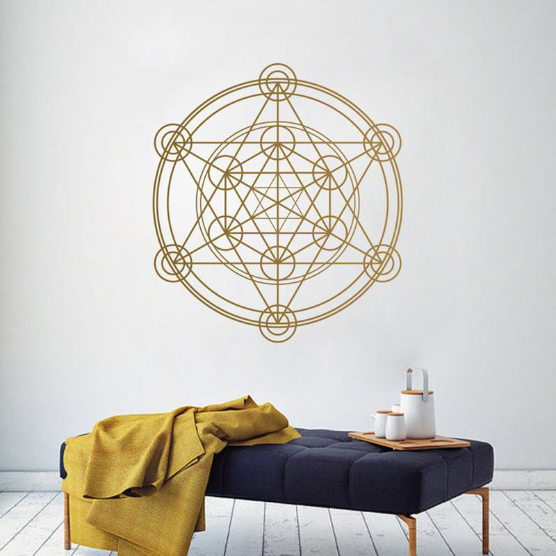 Geometric Round Cube Abstract Pattern Yoga Studio Creative Decorative Wall Stickers
