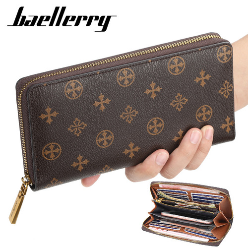 Baellerry Lady Wallet Multifunction Retro Zero Wallet Long Old Pattern Zipper Phone Case for Women Wholesale