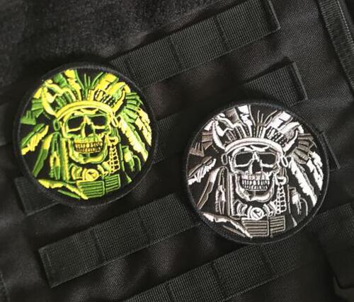 Heat Death Skull Embroidered Velcro Armband US Army Morale Military Tactical Embroidered Armband