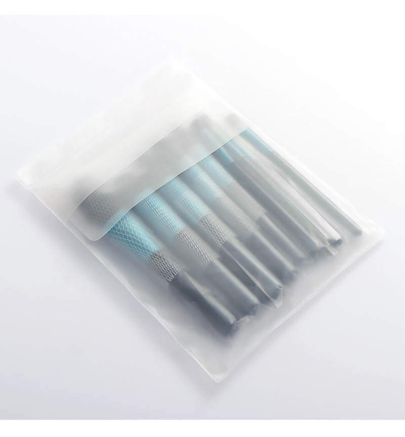 New Blue 12 Pcs Transparent Wooden Handle Transparent Bag Makeup Brush Set display picture 10