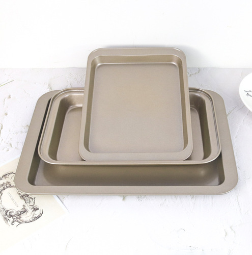 Household non-stick shallow nougat baking pan large and small non-stick rectangular shallow baking pan multi-purpose pizza baking pan