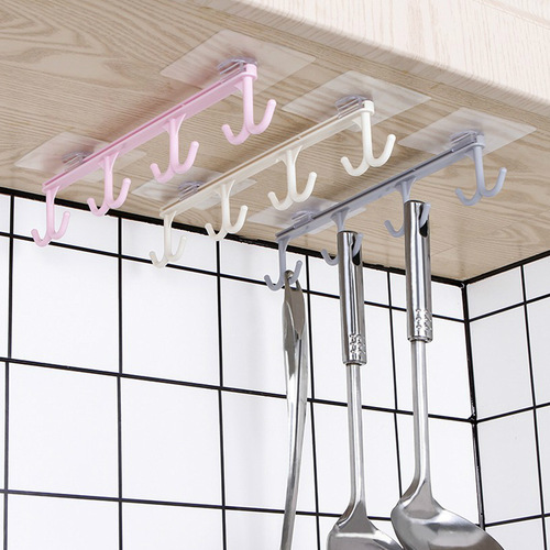 Kitchen strong traceless nail-free hook cabinet wall cabinet storage rack multi-functional wardrobe row hook organization rack