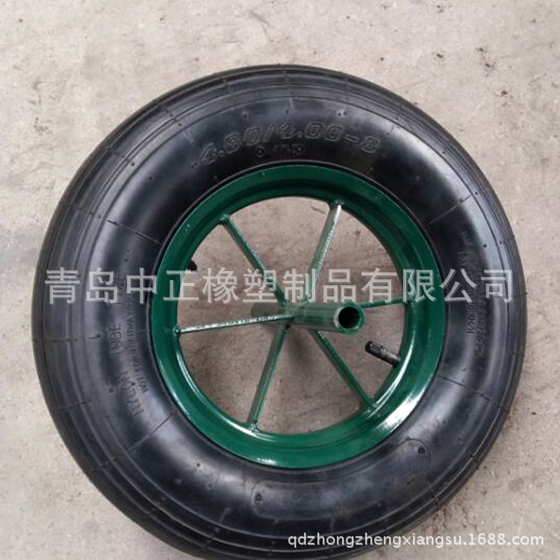 供应14*4优良 实心轮胶粉轮 手推车轮子青岛厂家加工生产