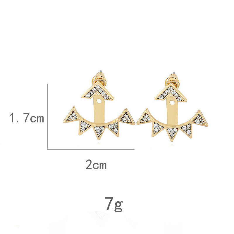 Water Drop Full Of Diamonds Stars Front And Rear Split Earrings Wholesale Nihaojewelry display picture 6