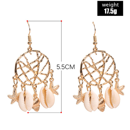 Fashionable shells, conches, starfish, dream catchers, cross-border accessories, European and American style summer earrings for women