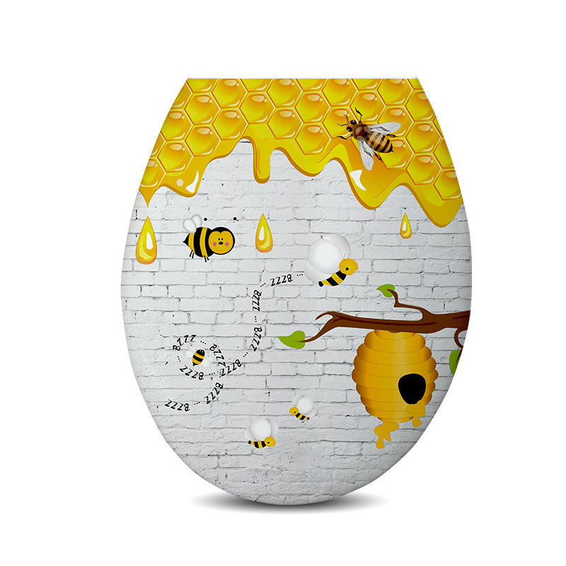 Cubierta de inodoro engrosada impresa cubierta de asiento de inodoro accesorios de plástico PP estilo europeo ordinario en forma de U 18 pulgadas cubierta de inodoro