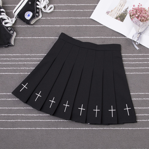 Township pretty dark pleated mini skirt ladies embroidered gothic punk rock dance skirts the jazz pole dance short length above knee length skirts