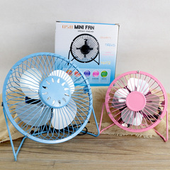 4-inch usb mini fan office silent desktop fan metal small fan printed 6-inch iron fan