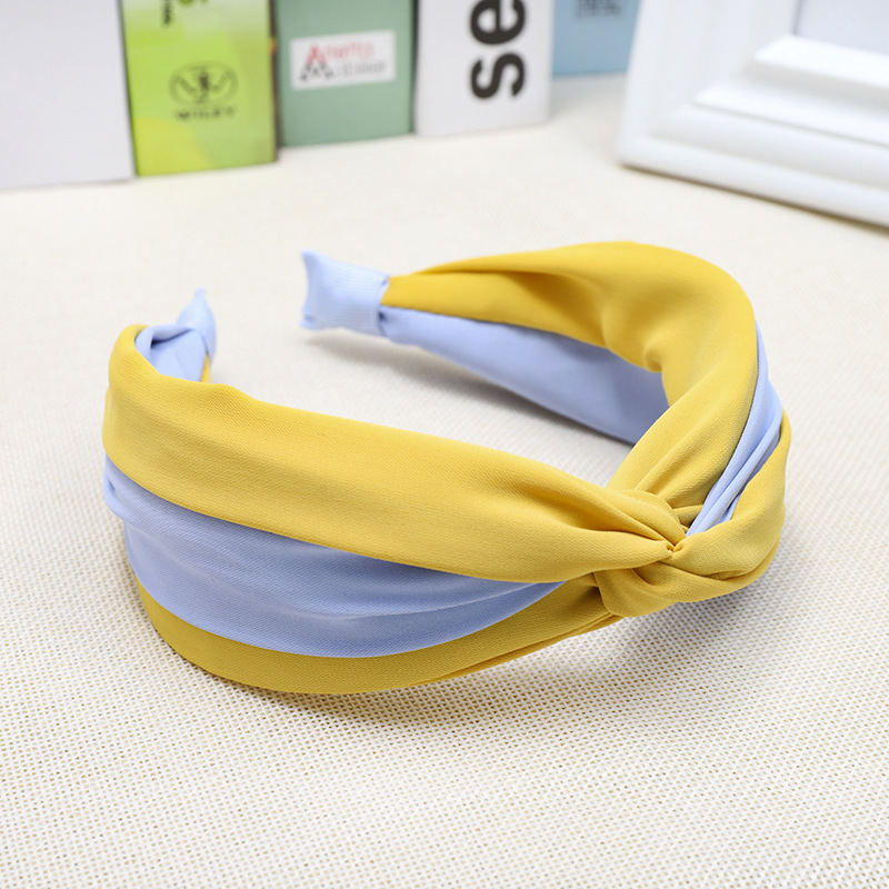 Temperament Lady Headband Wide-brimmed Hair Color Matching Fabric Cross Knotted Headband display picture 6