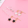 Cute earrings, 6 pair, Korean style, wholesale