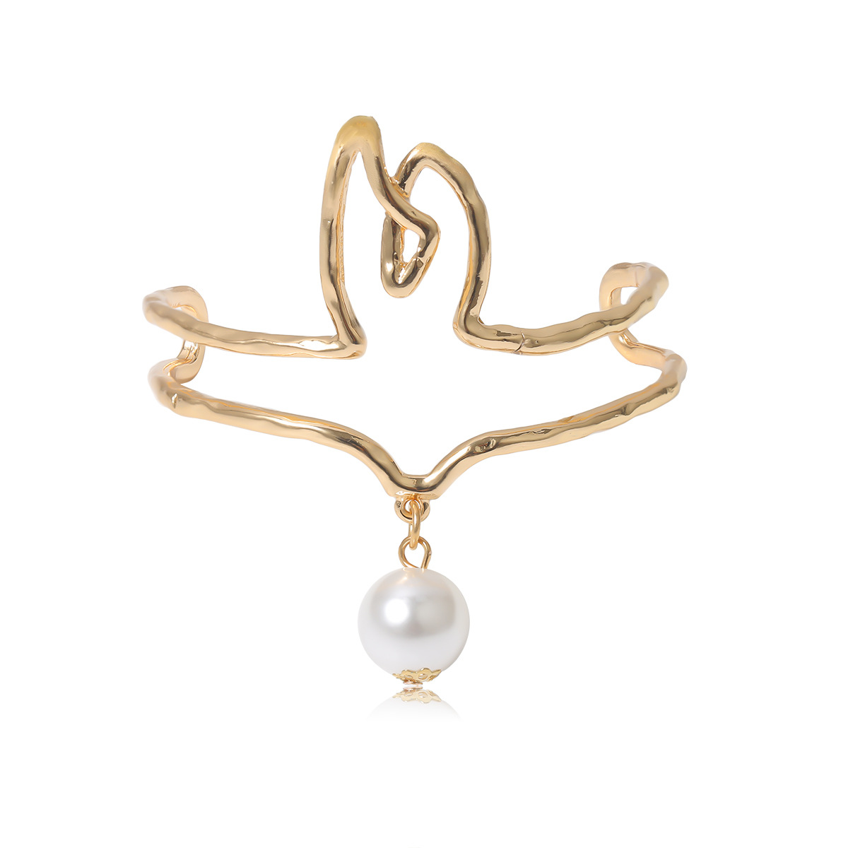 Fashion Jewelry Metal Bracelet Female Open Geometric Hollow Pearl Pendant Bangle display picture 5