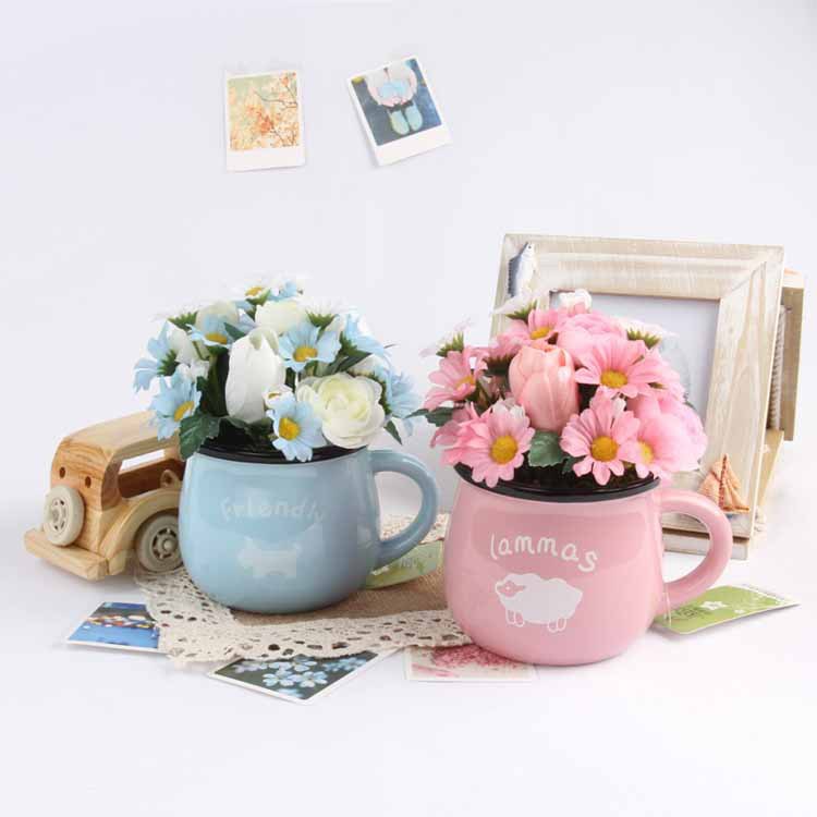 simulation Flower Bonsai Artificial Plants bonsai desktop decorate ceramics Small potted suit Artificial flower Potted plant