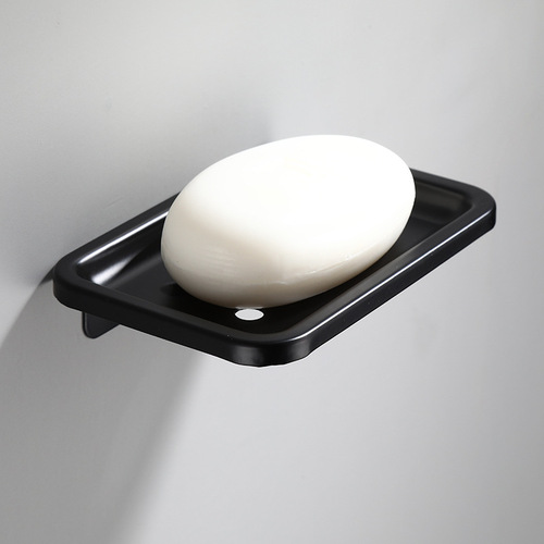 European black soap rack single dish space aluminum bathroom soap dish white hotel bathroom soap rack