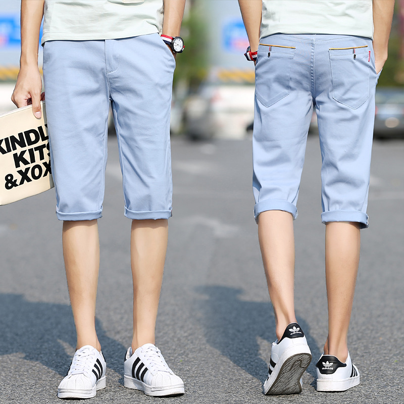 Popular elástico slim fit deportivo casual recortada pantalones de los hombres cuatro estaciones regulares stretch shorts estilo coreano versátil pantalones de los hombres