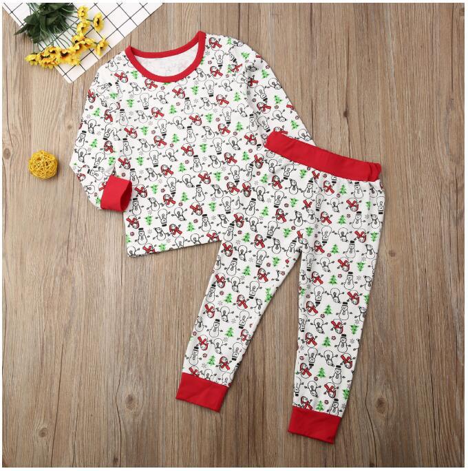 가을과 겨울 크리스마스 새로운 어린이 홈 의류 소년과 소녀 긴 소매 인쇄 크리스마스 세트 잠옷 의류
