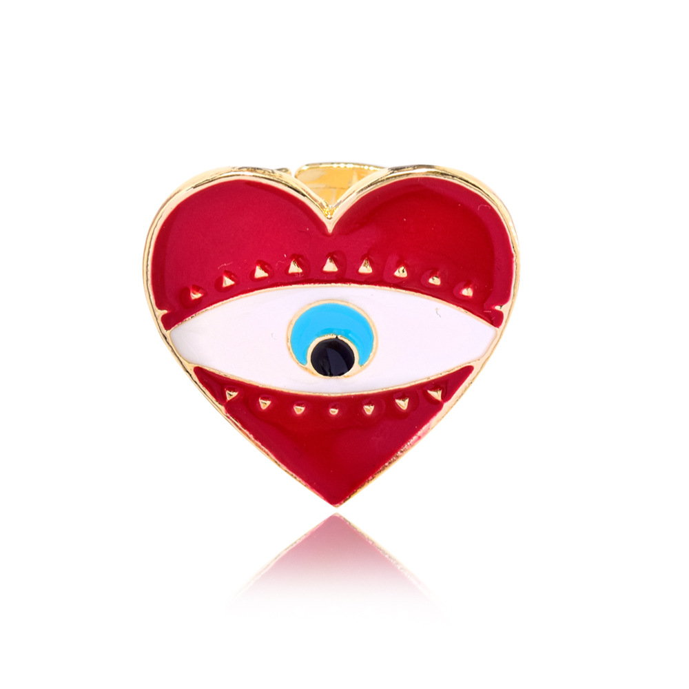 Wholesale Jewelry Simple Style Devil's Eye Heart Shape Alloy Enamel Open Rings display picture 6