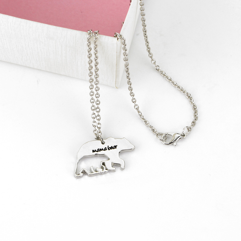 bear mother necklace clavicle chain motheru0027s day gift Mama Bear animal bear necklace wholesale n