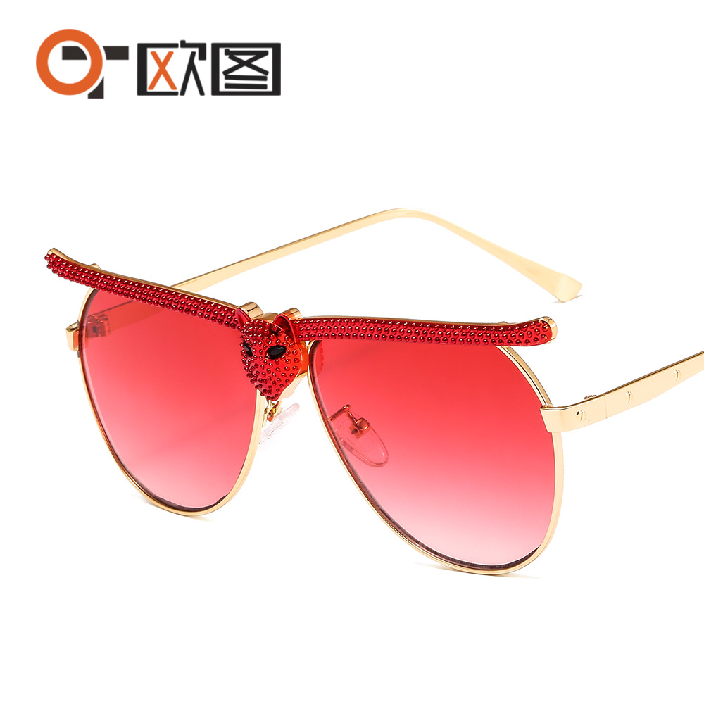 New male and female leopard head with diamond Sunglasses European and American fashion trend versatile Sunglasses cross border wholesale 9808