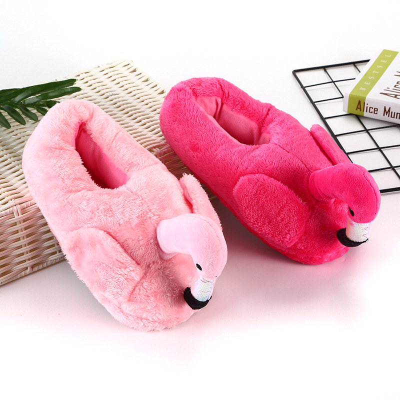Explosive Flamingo Slippers Winter Home Supplies Couple Plush Slippers Indoor Adult Non-Slip Full Bag