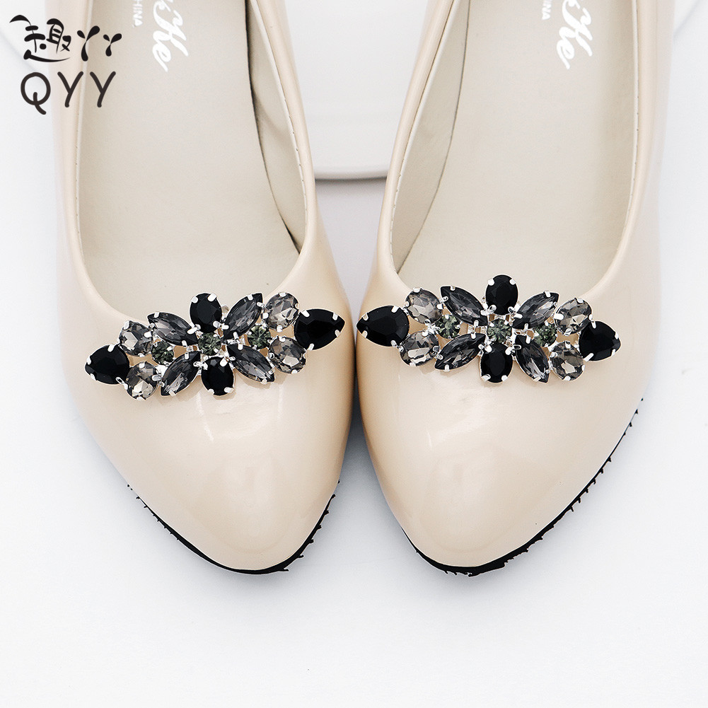 趣丫丫跨境熱銷新娘婚鞋配飾奢華水鑽鞋扣百搭可拆卸鞋花禮服配飾