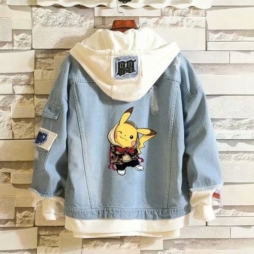 El comercio exterior de Primavera y Otoño Nuevo suéter de los hombres de la chaqueta de Mezclilla falso de dos piezas de estilo Coreano de moda casual todo partido rasgado abrigo