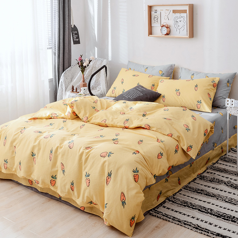 全棉四件套床上用品纯棉简约清新三件套学生宿舍礼品套件一件代发