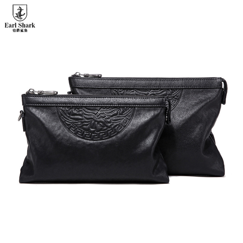 Earl shark genuine leather business affairs leisure time man cowhide Hand Envelope bag fashion capacity Grab bag man