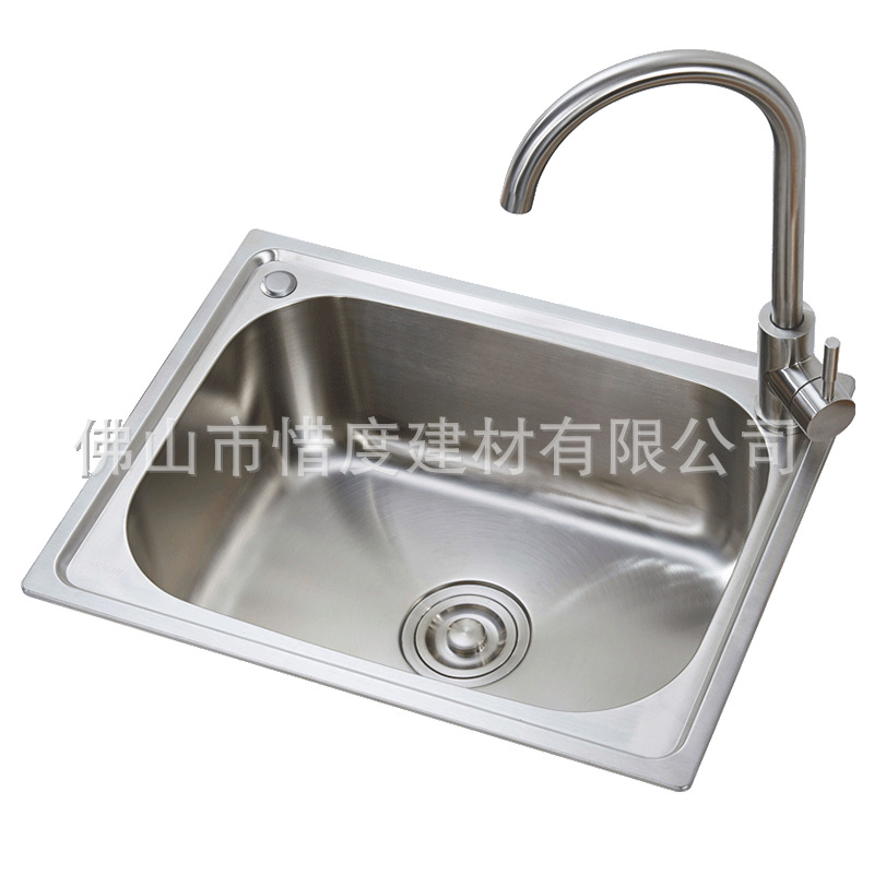 厂家直销304不锈钢水槽单槽60*45水斗洗菜盆含CFG-002水龙头套装