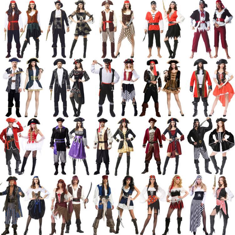 cosplay Halloween Costume Men and Women Adult Pirates of the Caribbean Costume Captain Jack Clothes Props