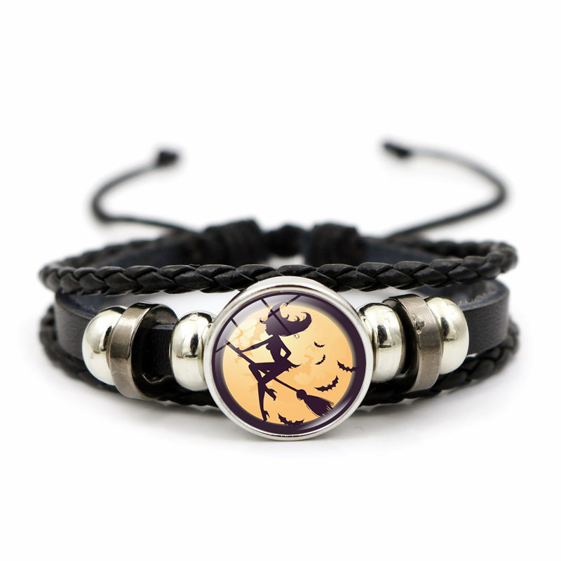 Braccialetto di Halloween da donna con gemme del tempo, gioielli con bracciale intrecciato di perline alla moda_voghion.com