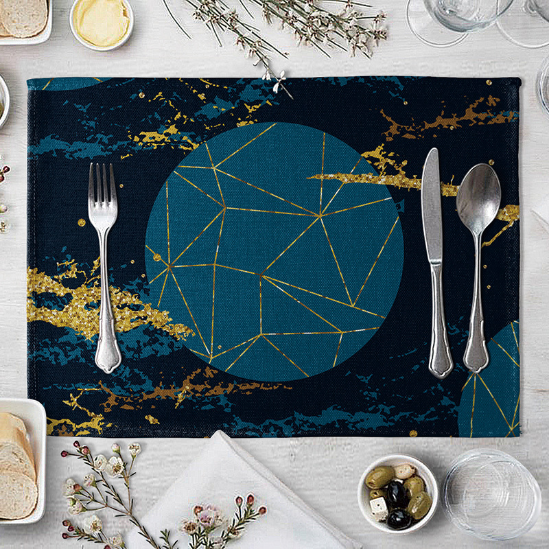 Geometric Puzzle Pattern Dining Table Placemat European Style Dining Table Mat Kitchen Supplies Western Dining Mat Coaster Logo