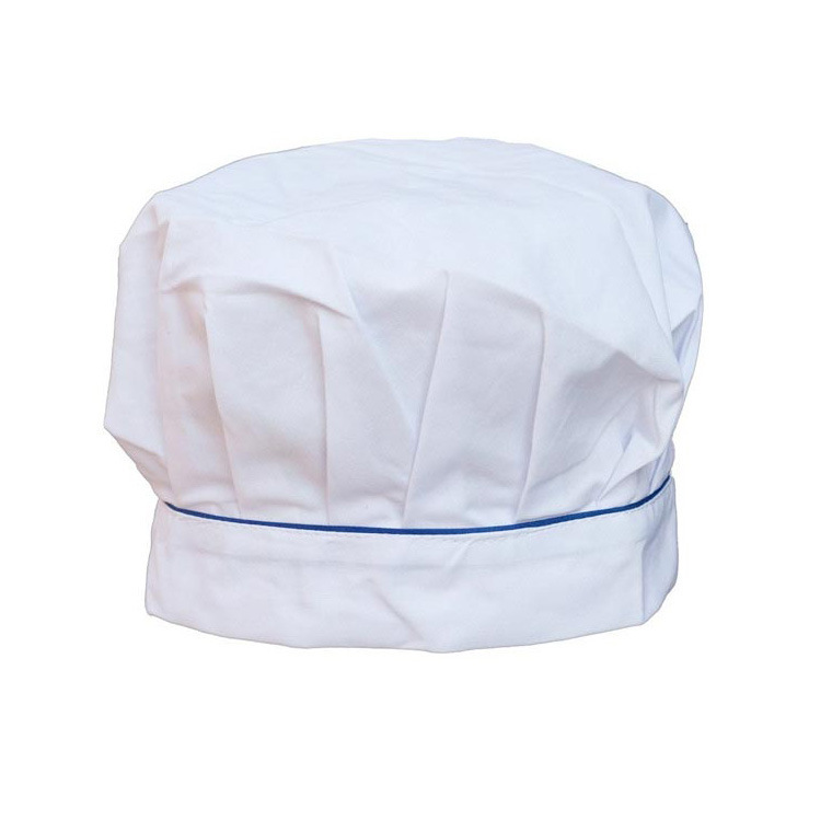 酒店纯白大高帽厨师帽 涤棉厨师净色无褶帽 白色食品帽防护