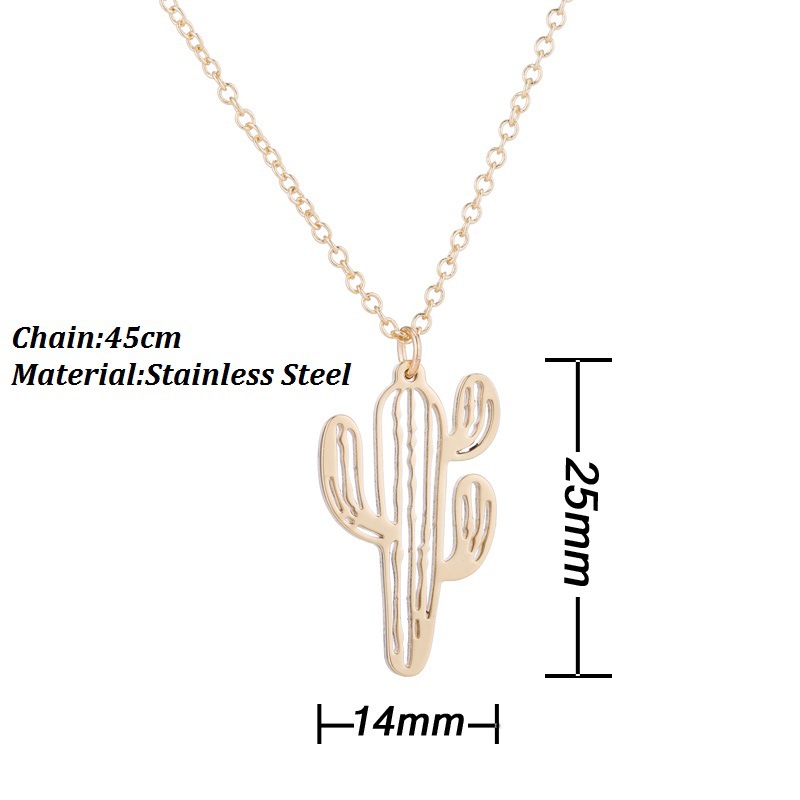 Stainless Steel Fashion Plating Cactus Pendant Necklace display picture 5