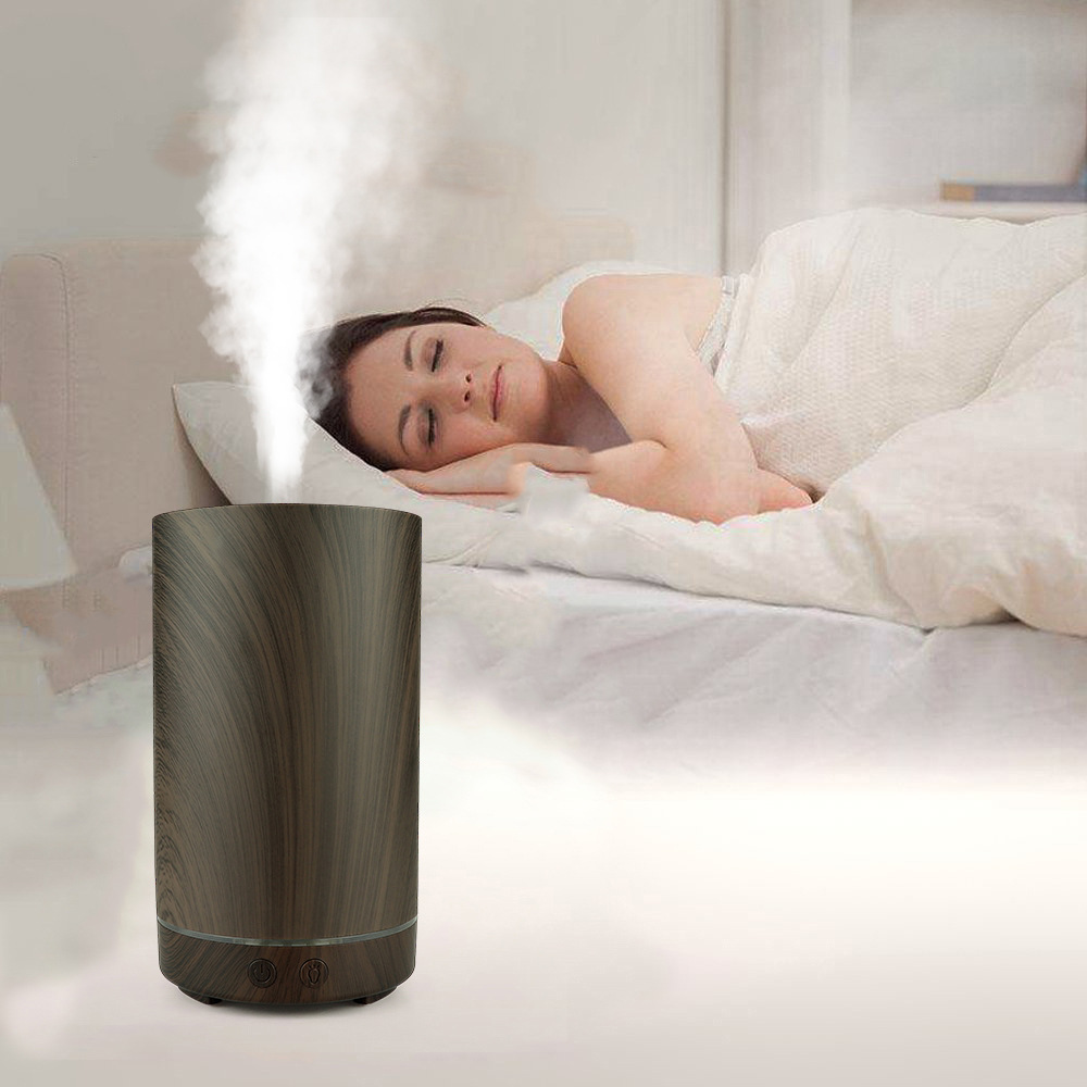 深色木纹圆柱加湿器