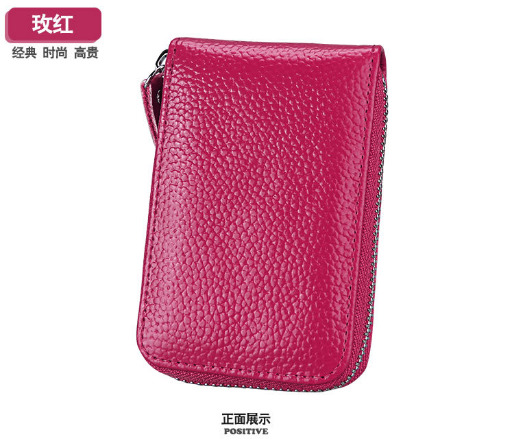 60g Weight Zipper Closure Type Business Occasion Genuine leather Material Solid Color Pattern Unisex Gender Coffee, Royal Blue, Orange, Dark Blue, Pink, Purple, Red, Green, Yellow, Black Color Unisex Solid Color Genuine Leather Coffee Royal Blue Orange Zipper Card Holders 51