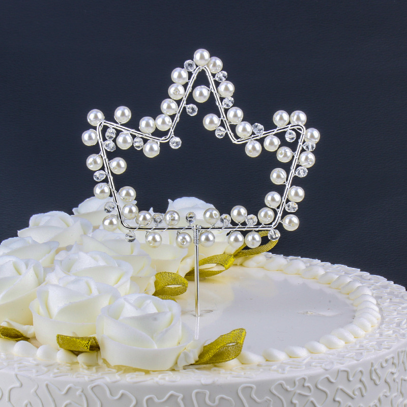 Moon Cake Decoration baking Jewelry Party party Dessert decorate plug-in unit birthday Dress up Pearl Accessories Inserted card