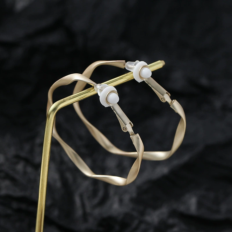Earrings, matte clip-on hoops, 4.2 cm, copper, simple elegant design