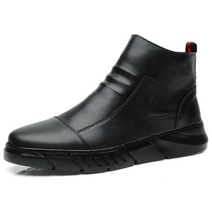 抖音快手新款马丁靴男真皮保暖潮流皮靴子男真皮加绒棉靴一件代发