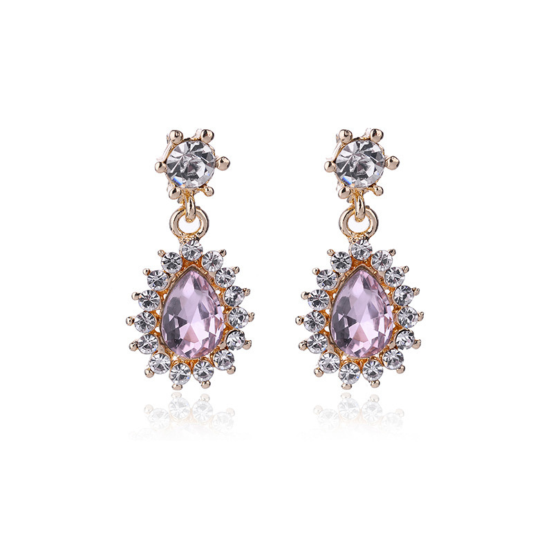 1 Pair Quantity Holiday Occasion 1 Pair Lady Flower Alloy Inlay Artificial Gemstones Women's Drop Earrings