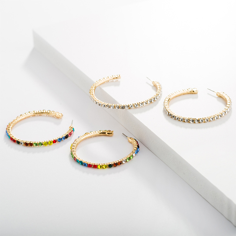 simple rhinestone-studded large circle simple fashion creative earrings wholesale