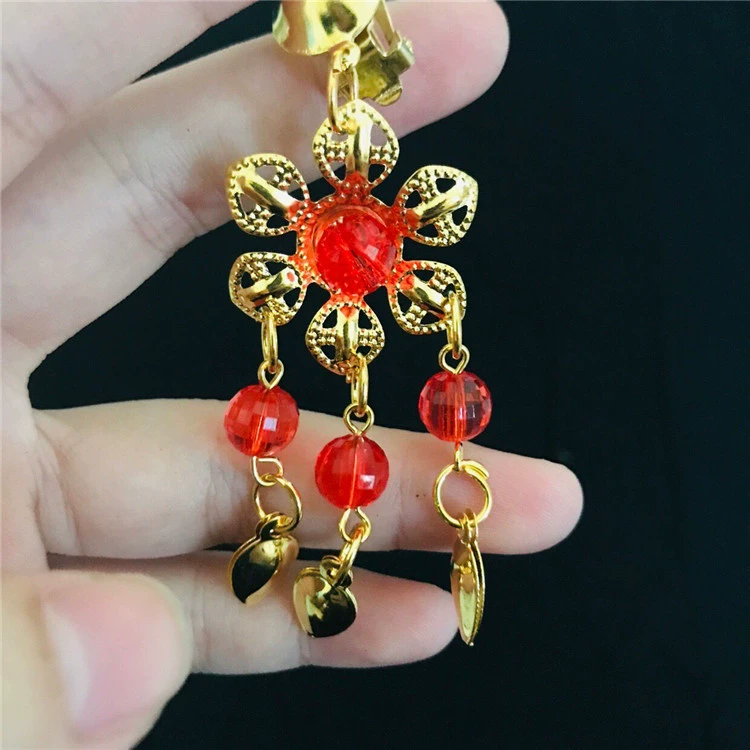 Золотистые серьги для танца живота JinHang Craft с подвесками (плакучая слива), аксессуар для сценического костюма