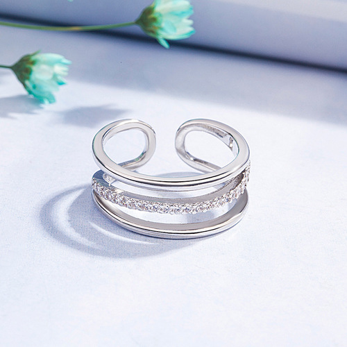 Korean style multi-layered diamond ring for women, cold style live mouth ring, index finger ring, Internet celebrity ring, simple fashion jewelry