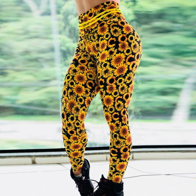 Amazon Sunflower Chrysanthemum printing Self cultivation Paige motion Quick drying outdoors yoga Bottom Leggings