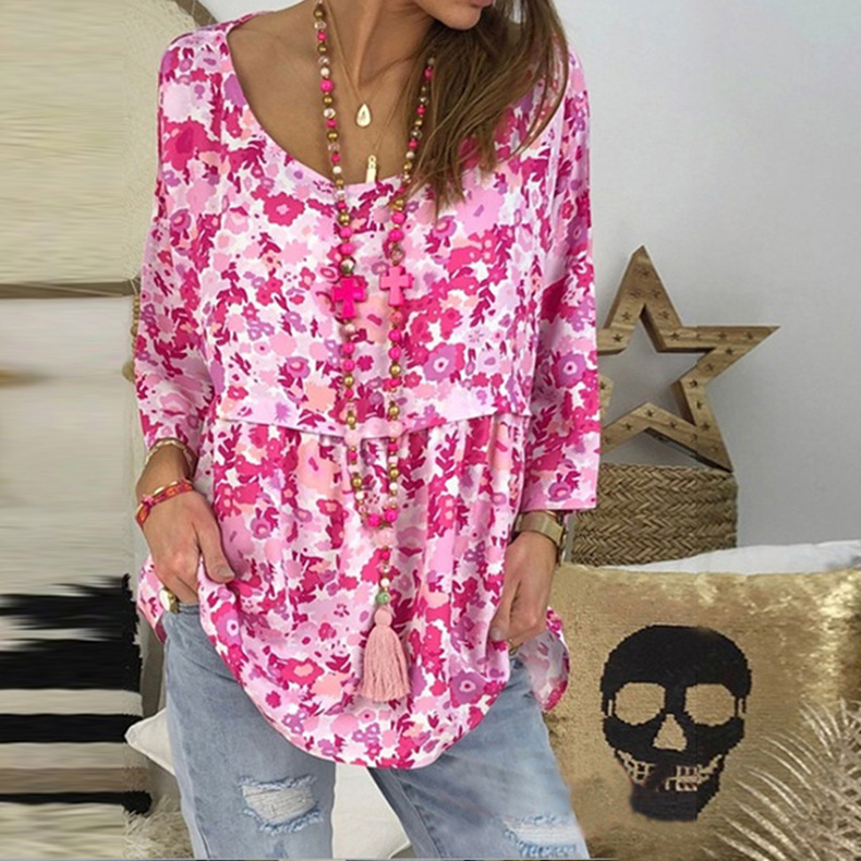 Large Size Loose Round Neck Printed T-shirt NSKX51753