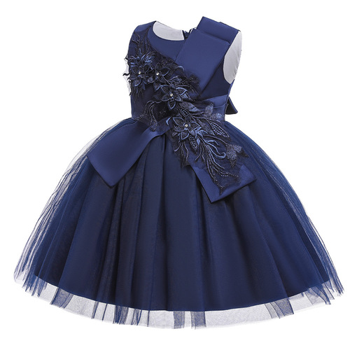 Cross-border exclusive children's formal dress with large bow applique — Princess-style gown, girls' wedding-style puffy runway dress