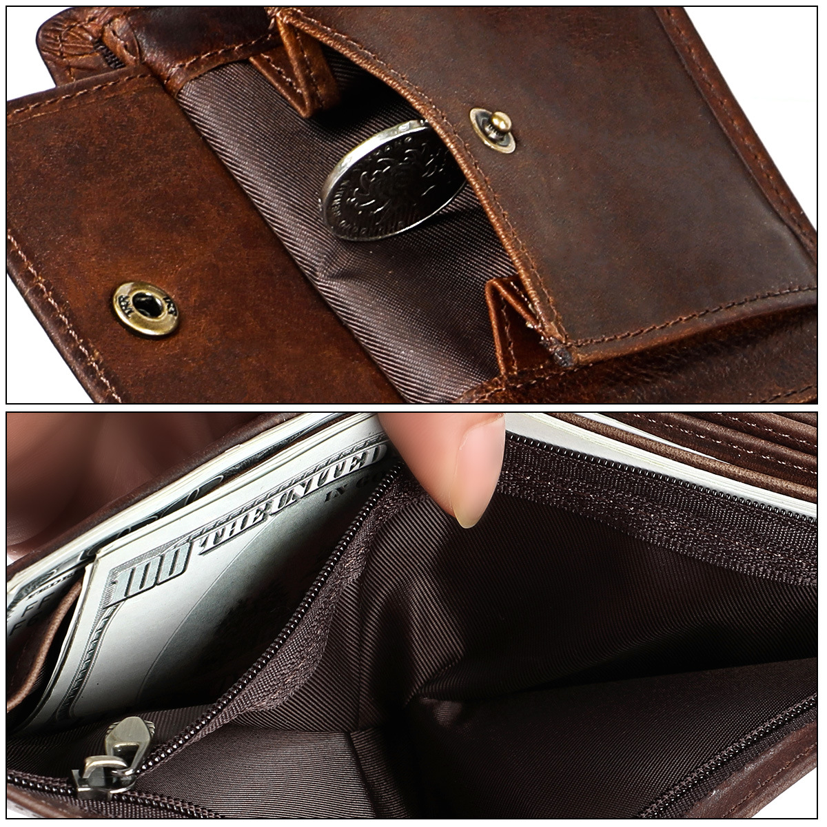 Leather Wallet Multi-card Slot Cowhide Card Holder Wallet Rfid Anti-scanning Men's Wallet display picture 8