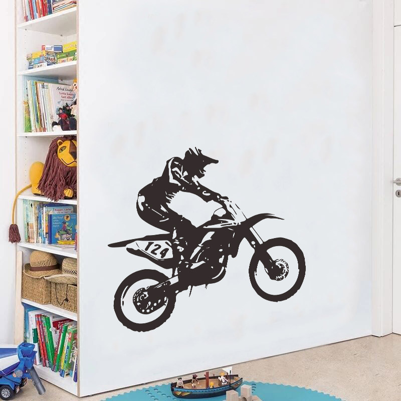 Mode Einfache Motorradrennfahrer Wandaufkleber display picture 4
