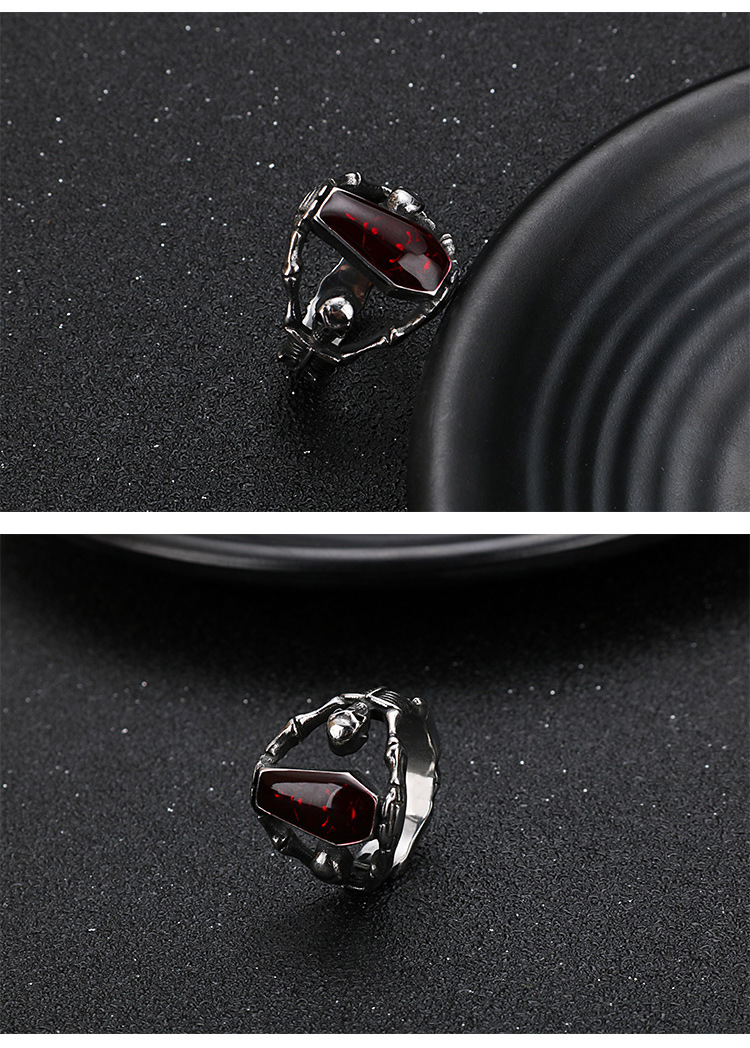 PVD Coated Gold Plating Process 18K Real Gold Plated Plating Material December Birthstone Turquoise Inlay Material Gothic Punk Skull Stainless Steel 18K Gold Plated Halloween Men's Rings