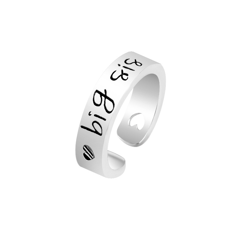 Simple Letter Love Plain Open Ring display picture 5